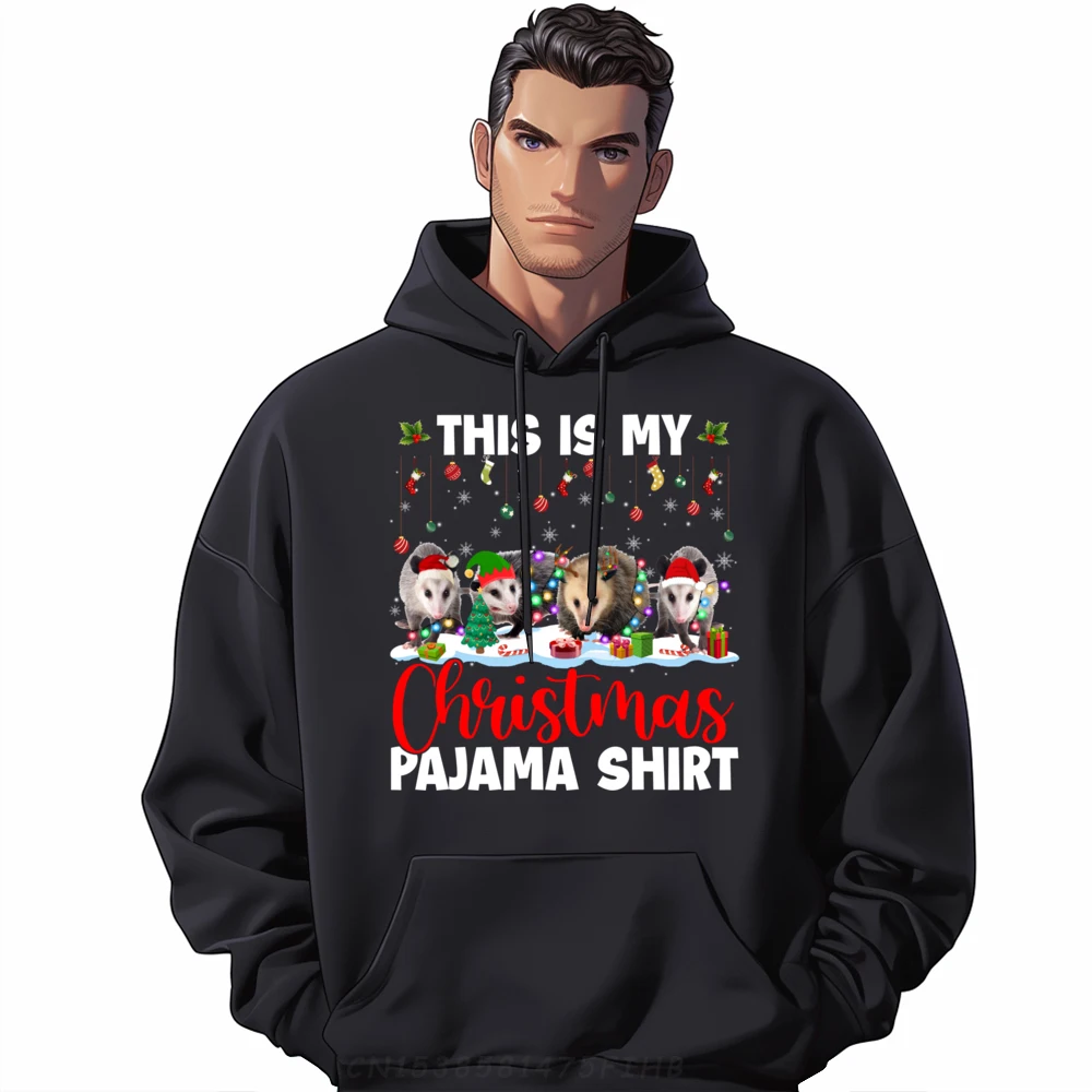 

This Is My Christmas Pajama Hoodie Christmas Santa Opossum Camisetas Mans New Oversize Man Feminist