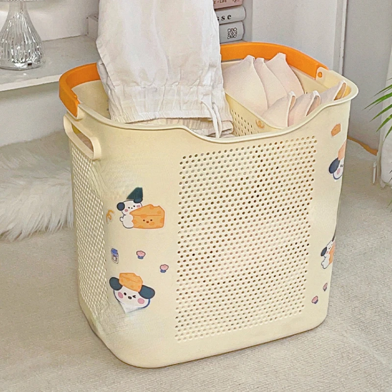 

Cute household laundry basket Large capacity toilet Bathroom laundry basket Dormitory clothes artifact clothes storage basket