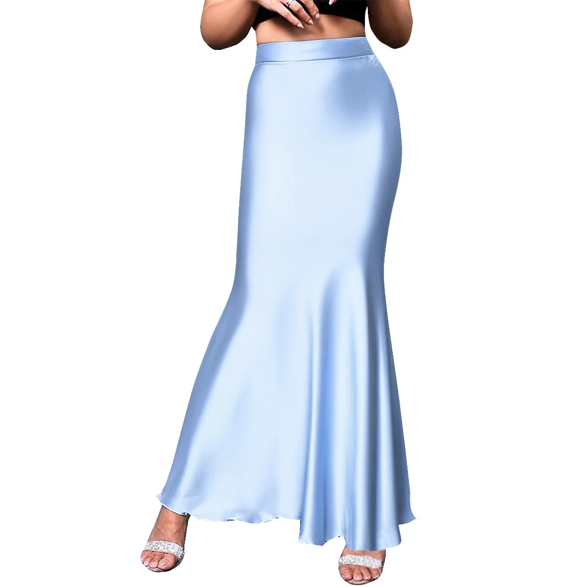 

2025 Autumn New Product Slim Hip Elastic Satin European and American Fishtail Skirt Women Cw09856