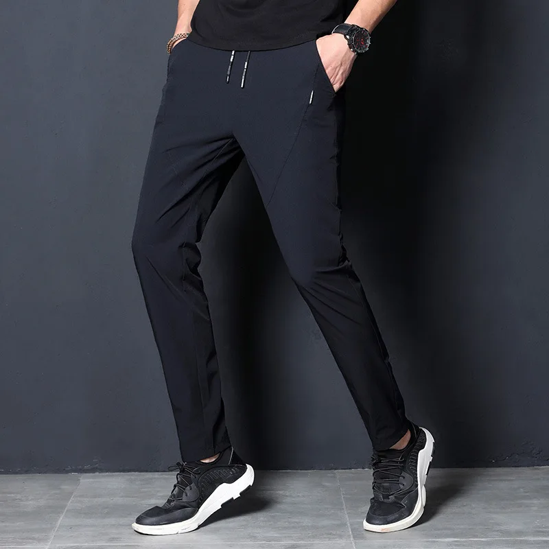 2023 New Summer Versatile Casual Men's Clothing Loose Straight Non Ironing Quick Drying Sports Slim Fit Trendy Polyester Pants