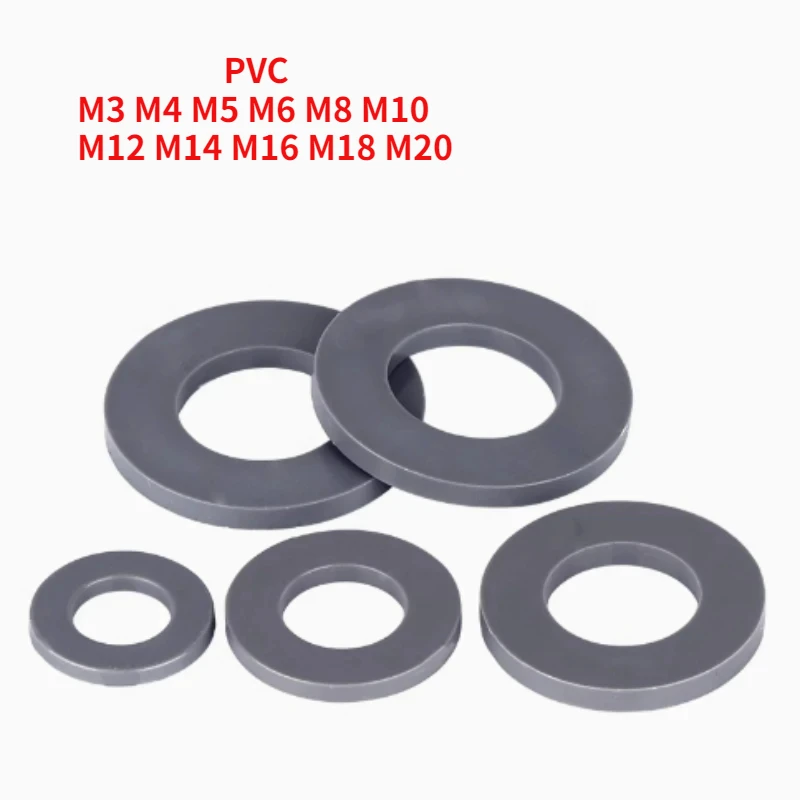 Gray PVC Gasket Insulation Gasket M3 M4 M5 M6 M8 M10 M12 M14 M16 M18 M20 Acid and Alkali Corrosion Resistant Adhesive Gasket