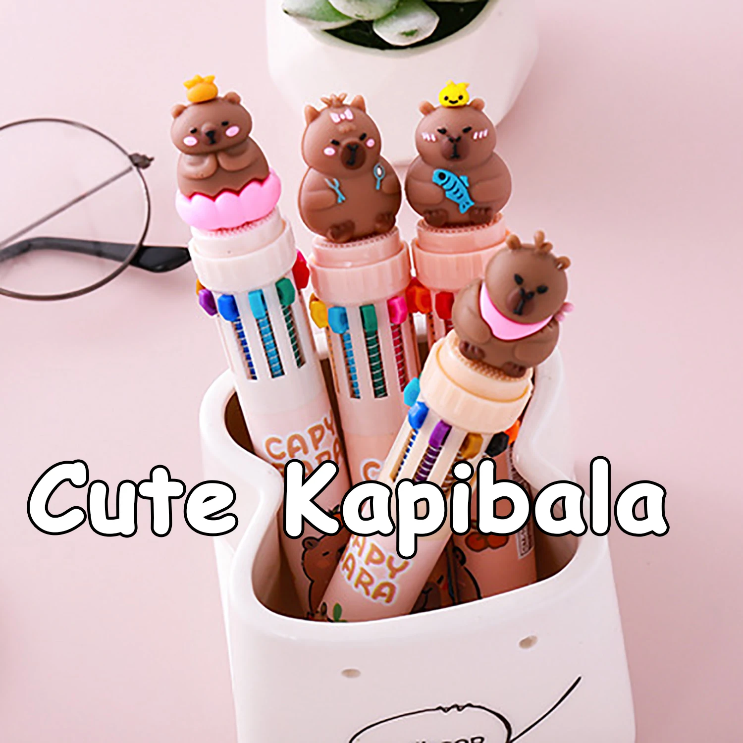 10 Colors Cute Cartoon Capybara Ballpoint 0.7mm Colorful Ink Ballpen School Office Stationery Journal Planner Scrapbook Art Pen