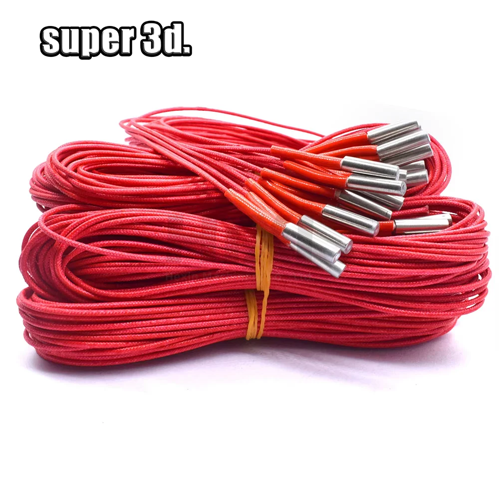 Ceramic Cartridge Heater 3D Printer Printing Head Induction Heating Tube Heating Tube 6x20mm Cable 1m 12V, 24V, 40W, 50W