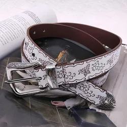 American Embossed Retro Y2k White Waist Belt for Women Paired with Accessories Pants Belt and Belt Design with A Niche Feel