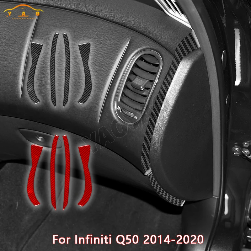

Carbon Fiber For Infiniti Q50 2014-2020 Car Accessories Dashboard Front Slot Side Panel Trim Strips Interior Decoration Sticker