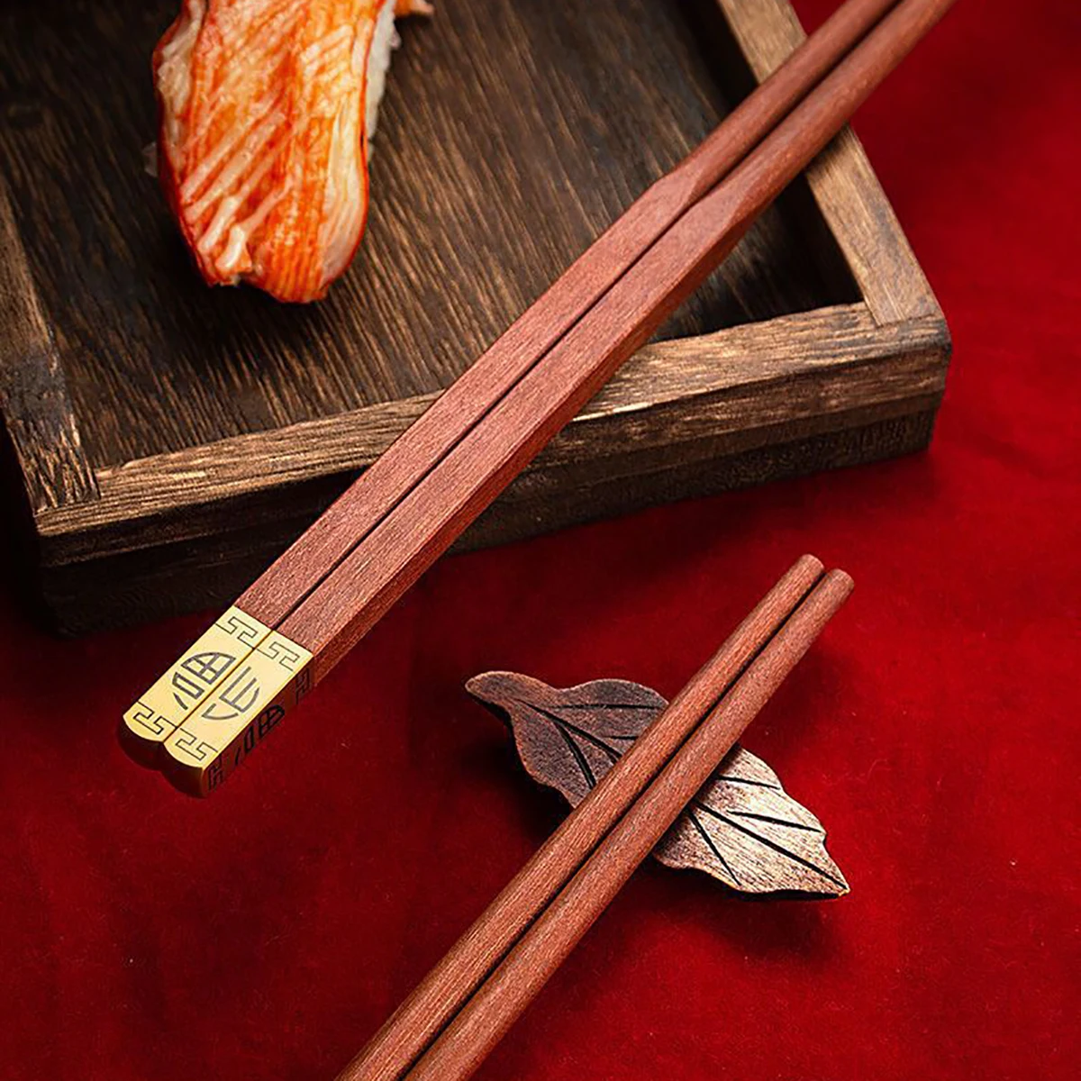 5/6/8/10 Pairs Red Sandalwood Chopsticks Set Household Solid Wood Dining Chopsticks Restaurant Wooden Chopsticks Dinnerware Set