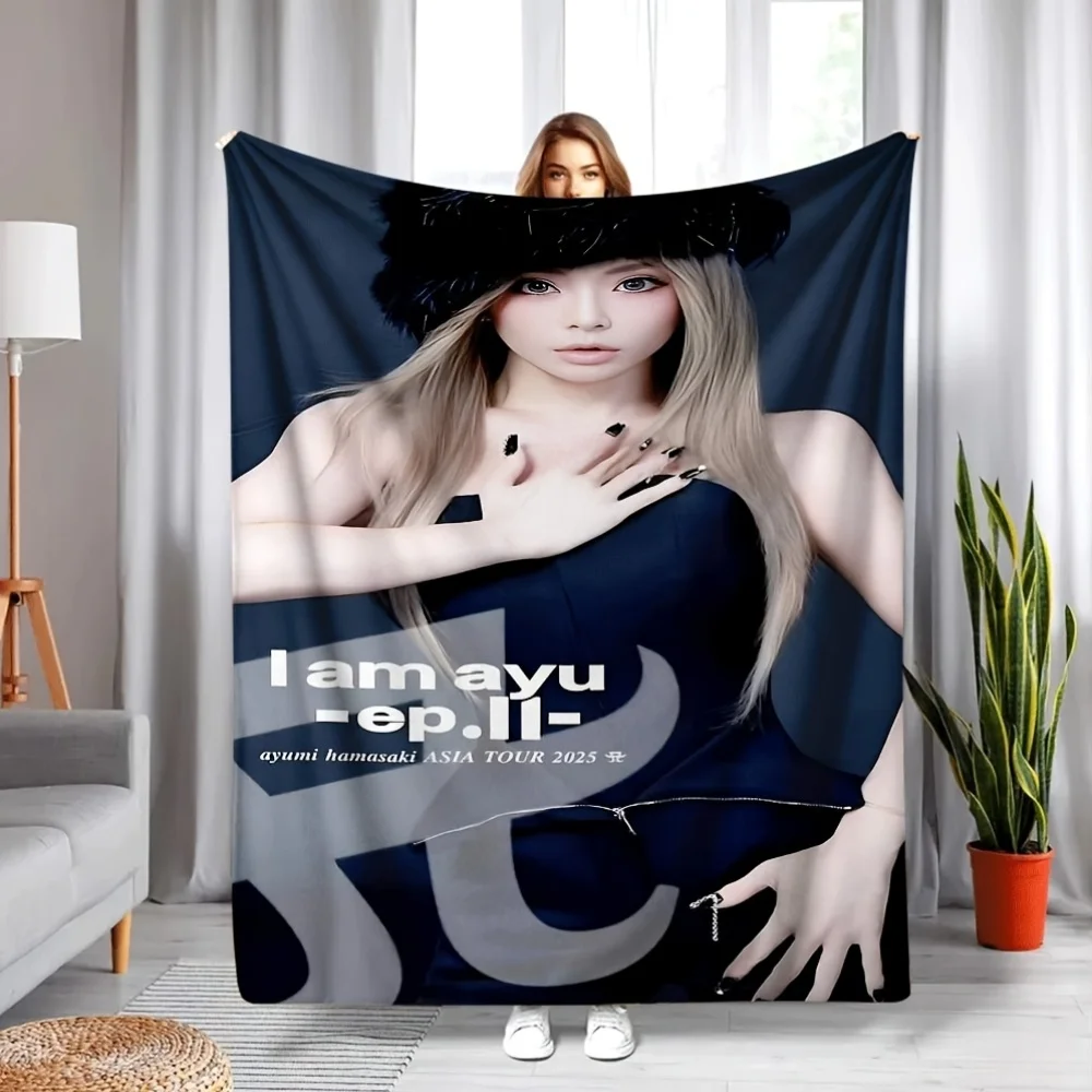 Customize 1pc Ayumi Hamasaki Creative Flannel Blankets, Three Flannel Fleece Blankets Suitable for All Seasons, Perfect for Home