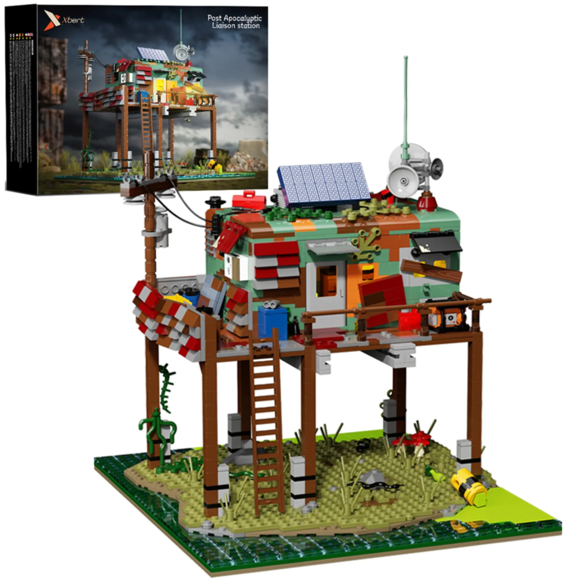 1794PCS Creative Post Apocalyptic Liaison Station Model Building Blocks With LED Light Construction Bricks Toy Gift For Adult