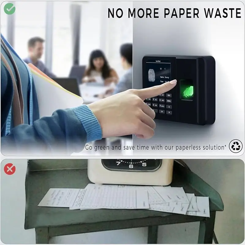 【HOT-PRICE!】Electric Time Clock Recorder Fingerprint Attendance Biometric Machine System Employee Keypad For Businesses EU-PLUG