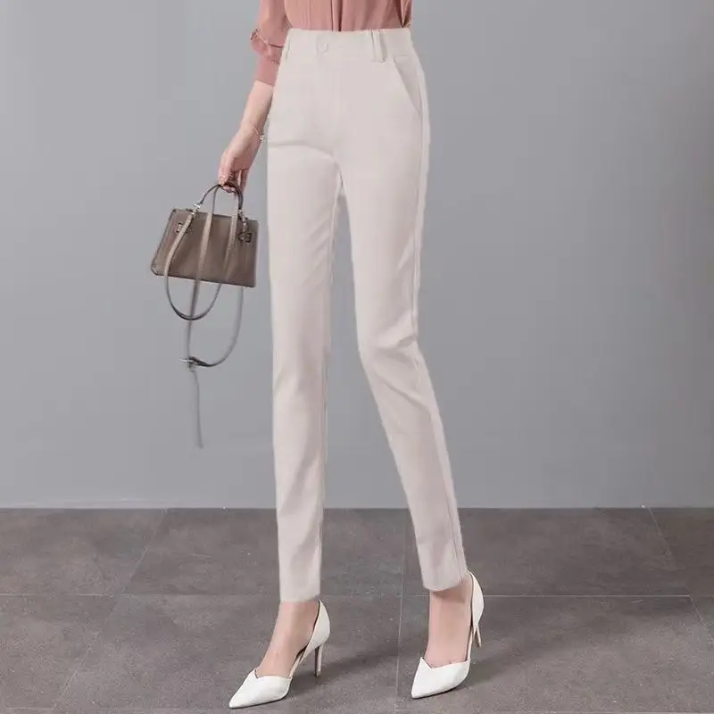 High-waisted Pants Slimming 2025 Spring Summer Autumn New Three-quarter Straight-leg Skinny Pants Casual Loose