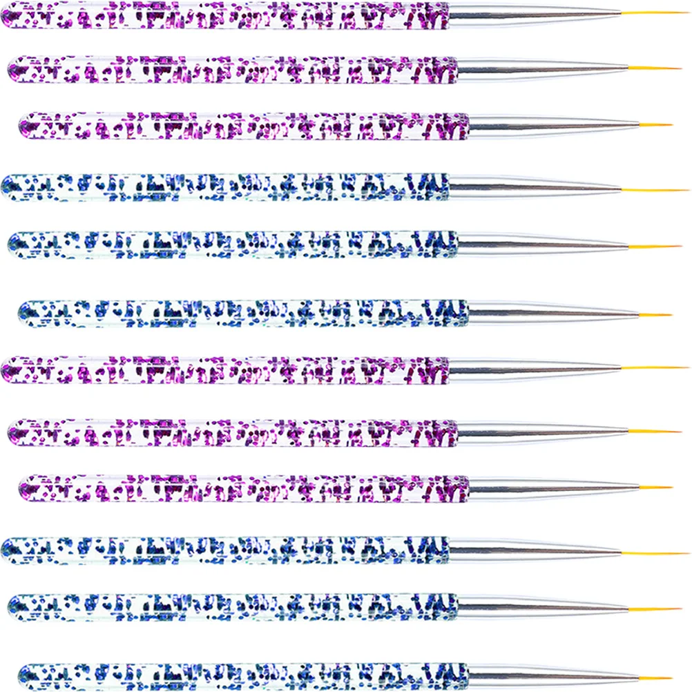 

12Pcs Nail Art Brush Pens Stylish Practical Design Drawing Painting Salon Home Use Nail Art Striping Liner Brush for Nails