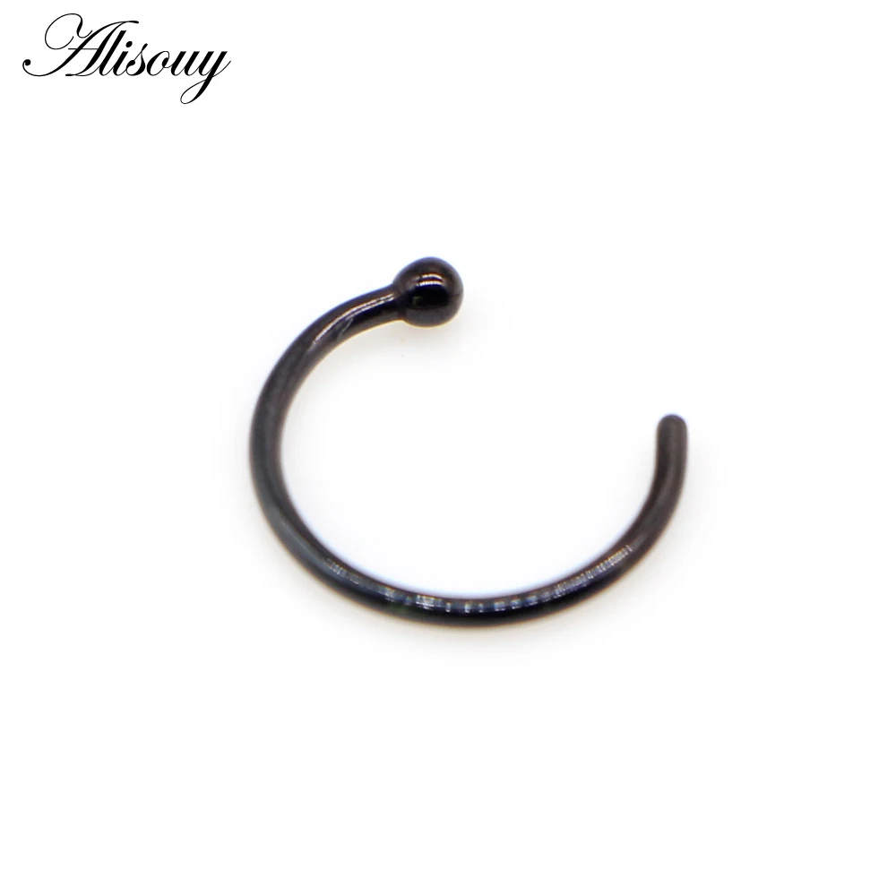 Alisouy 1PC Body Ring Fake Piercing Jewelry 7 Colors Women Nostril Nose Hoop Stainless Steel Nose Rings nose Body Jewelry