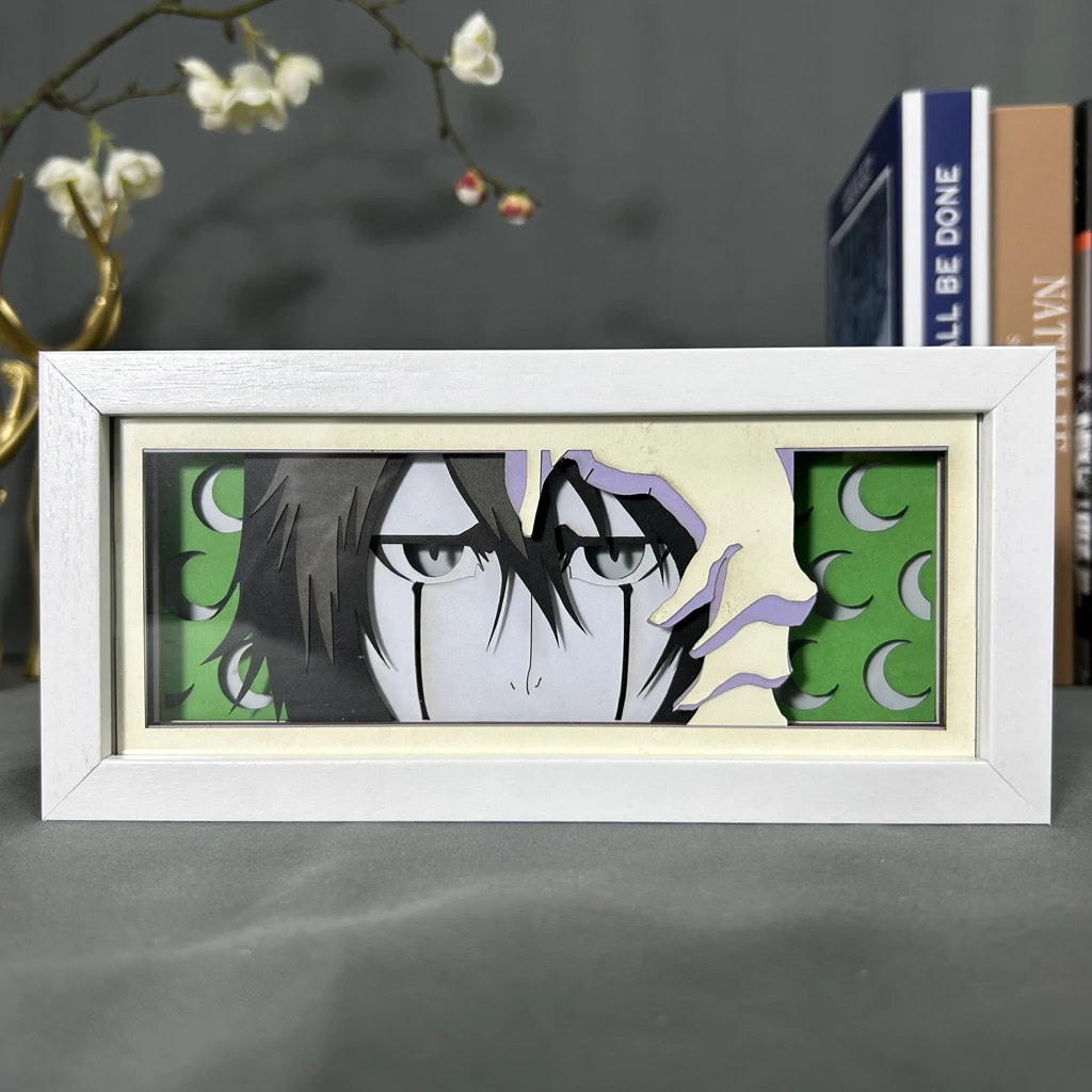 Imagem -04 - Caixa de Luz Anime para Homens Decoração de Sala Gamer Alvejante Escultura em Papel Mangá Candeeiro de Mesa Figuras do Anime Ulquiorra Cifer Rosto Olho