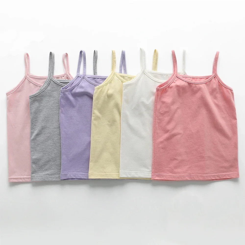 2024 Summer Girls String Strappy Tanks Top Baby Children Cotton Camisole Underwear Kids Sleeveless Vest Cotton Tanks Top