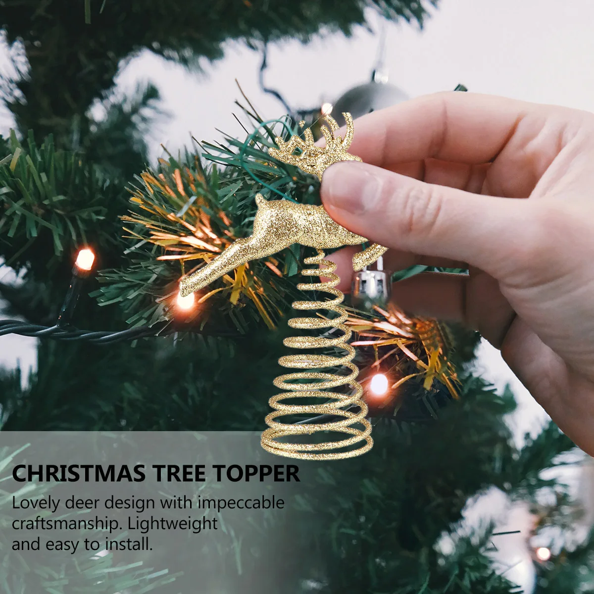 

1pc Top Star Christmas Tree Decoration Lovely Deer Design Lightweight Festival Treetop Ornament Deer Tree Topper Iron