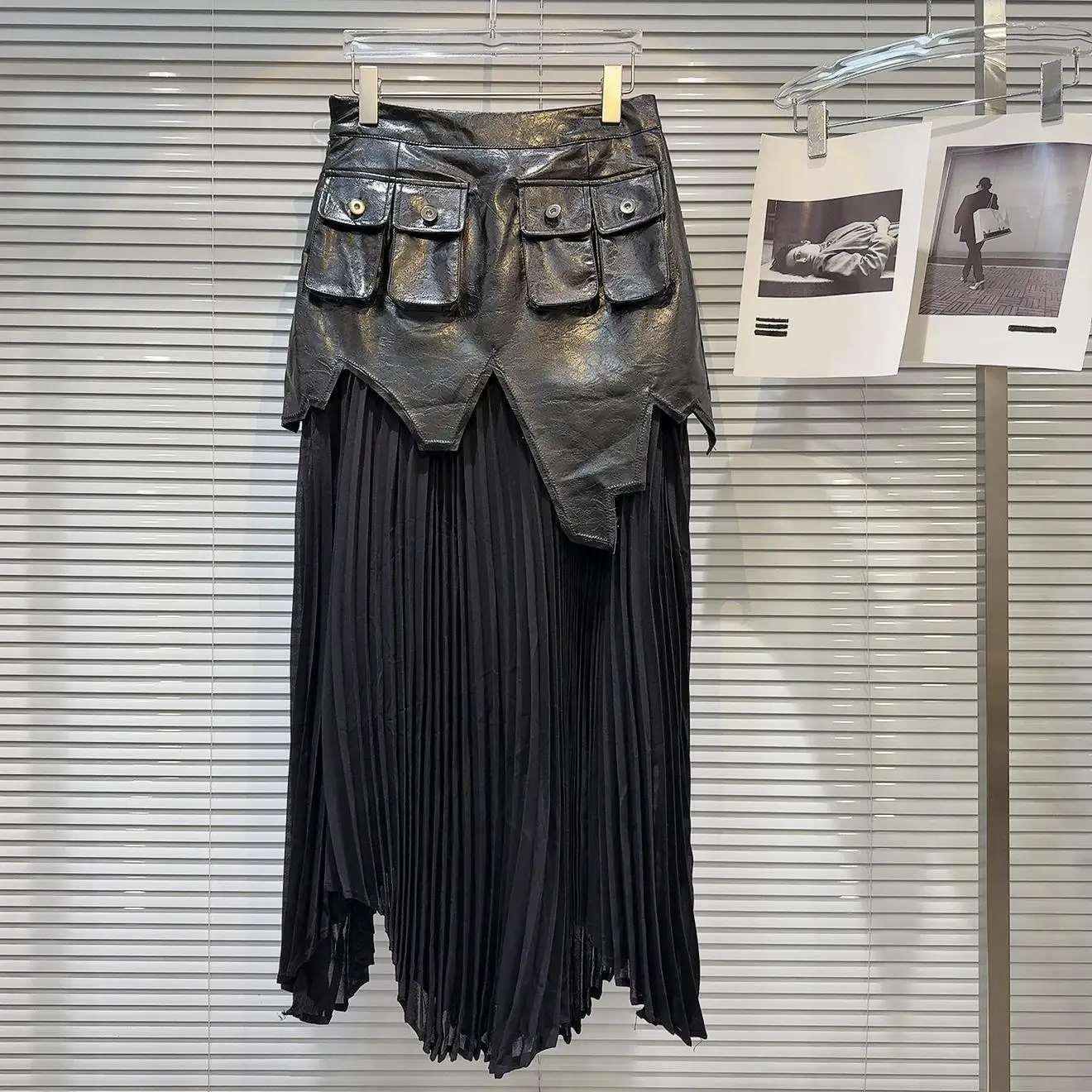 

K Girl Модная длинная юбка с разрезом Me и нестандартной искусственной кожей, женская повседневная одежда со средней талией, весна 2025 г.