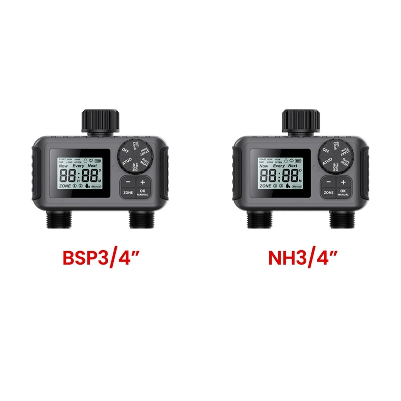 Temporizador de riego programable de 2 vías para invernadero, sistema de riego automático con grifo de manguera para césped con válvula controladora de goteo