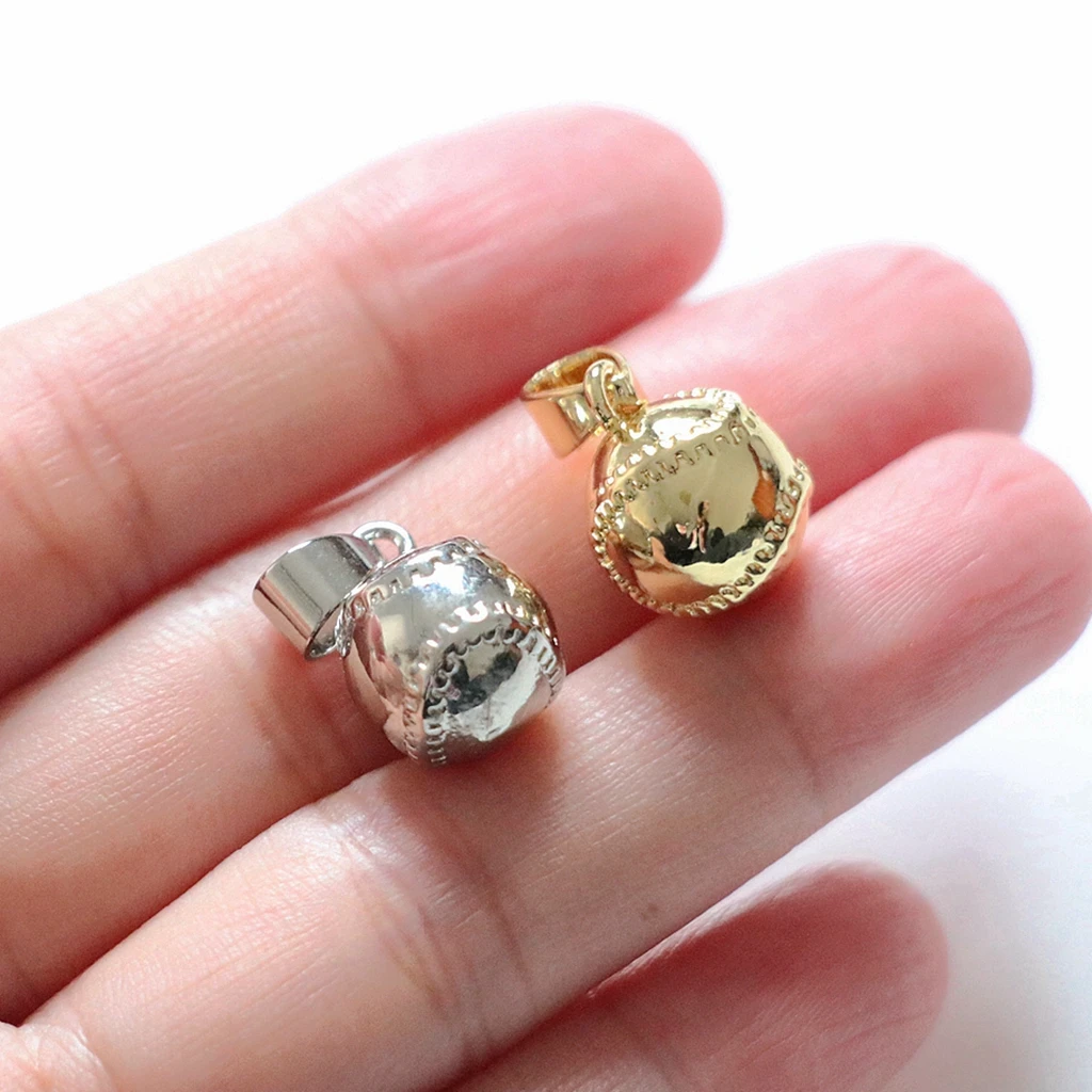 

Hot 4PCS-10mm Football and basketball Pendant For Jewelry DIY Making Simple Ball End Pendant Handmade Accessories