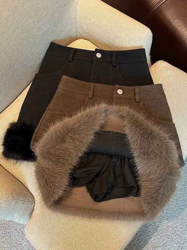 

Корейская юбка трапециевидной формы, женская осенне-зимняя новая модная юбка, антилегкая шерстяная лоскутная юбка