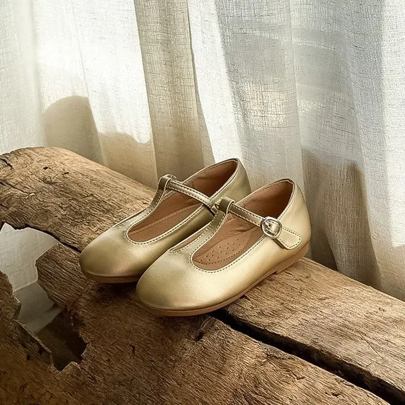 Freizeitschuhe für Kinder, PU-Leder, einfarbig, Frühlingsschuhe für Mädchen, rutschfeste Designer-Schuhe mit flachem Boden, silberfarben, schwarz, Größe 22–32 – Detail 9
