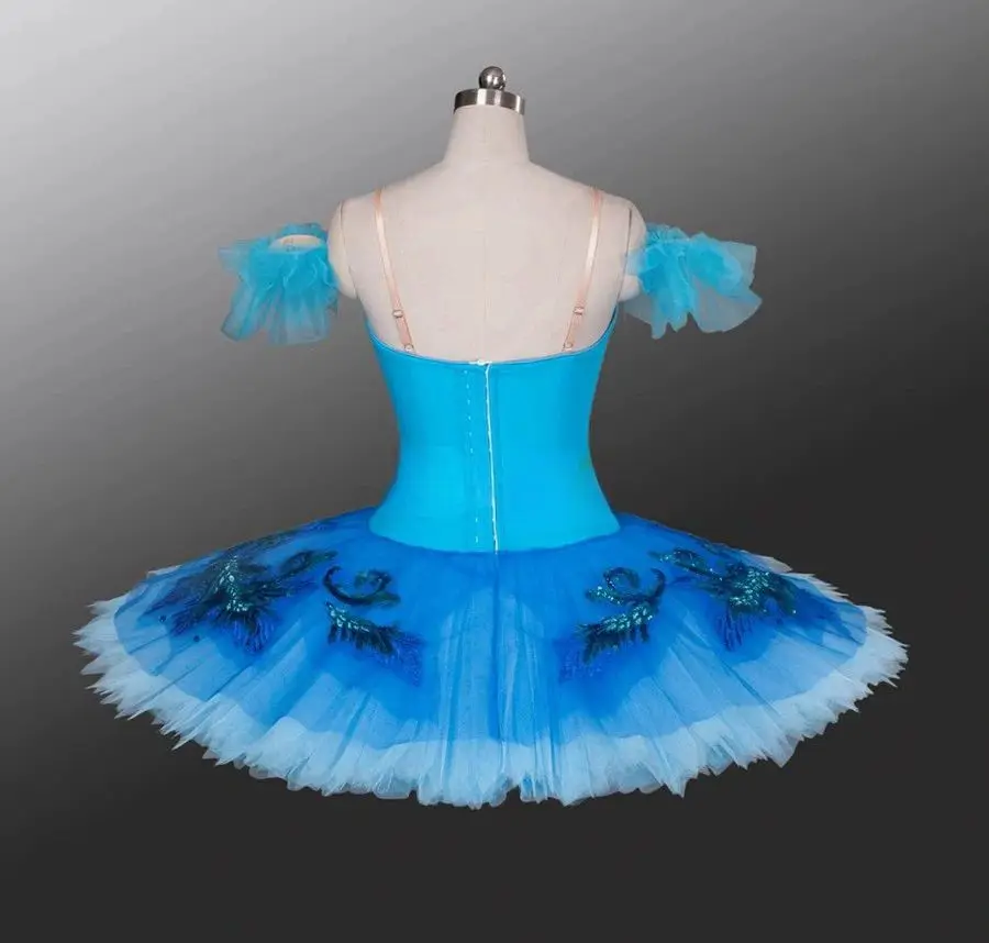 Azul pássaro clássico ballet competição tutu azul ganso ballet traje de palco para adulto ballet desempenho prática pongee vestido