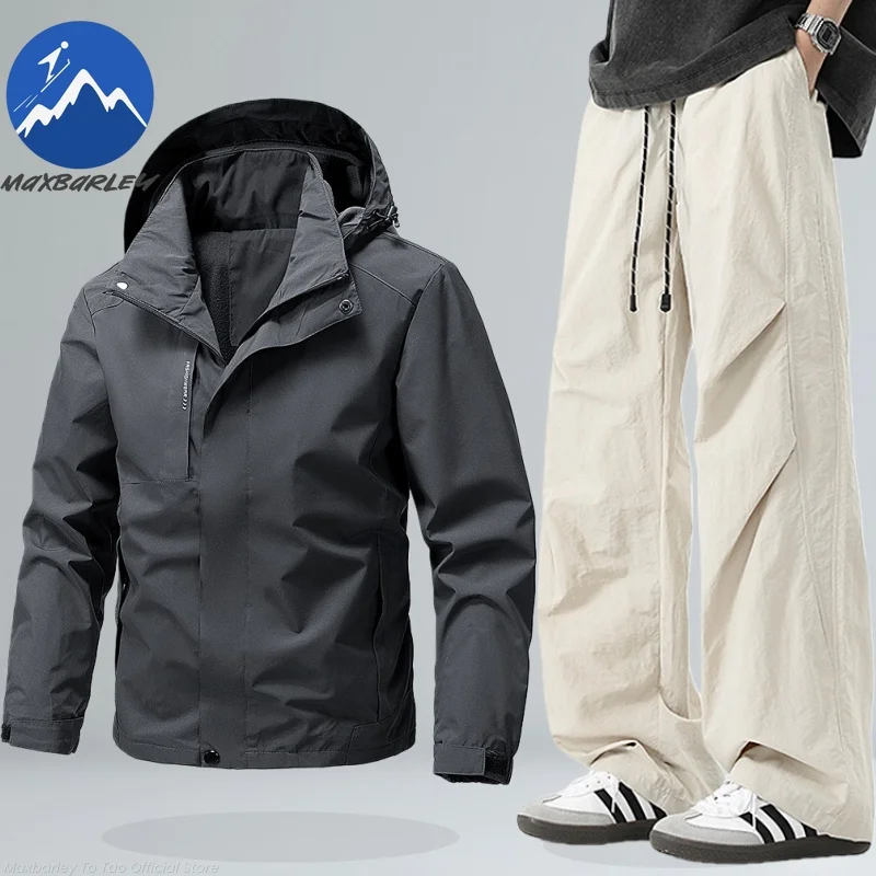 

Maxbarley Men Outerwear Set Trendy Windproof Waterproof Bike Jacket Sports Bicycle Clothes MTB Cycling Pants Man Two Piece Set