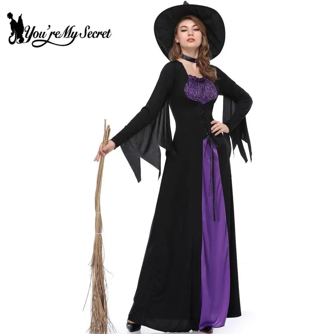 

[You're My Secret] Halloween Witch Costumes for Women Adult Fantasy Vampire Witch Dress Up Carnival Performance Cosplay Dress