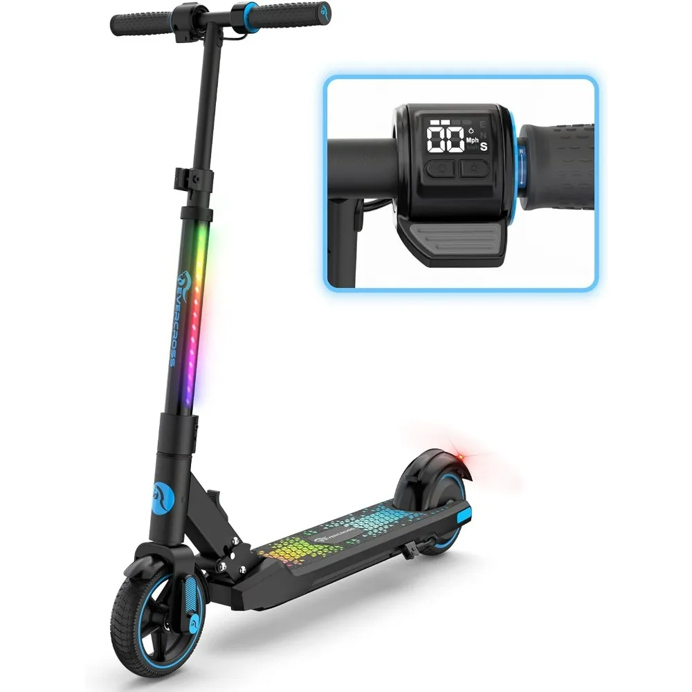 

EV06C Electric Scooter, Foldable Electric Scooter for Kids Ages 6-12, Up to 9.3 MPH & 5 Miles, LED Display, Colorful LED Lights