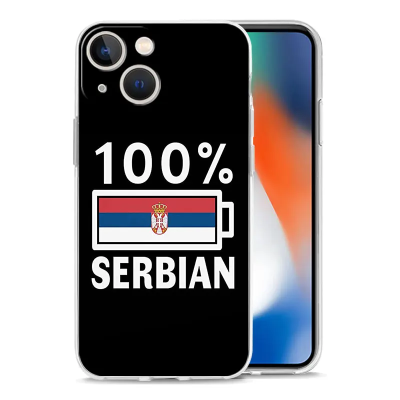 Luxury Transparent Case For iPhone 15 14 13 12 11 Pro Max X Xs XR 7 8 Plus Bumper Phone Cases Clear TPU Cover Serbia Flag