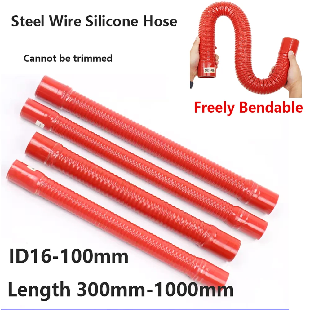 

Red Steel Wire Reinforced Silicone Hose 16-110mm ID 300-1000mm Length Radiator Air Inlet Connecting Tube for Automotive