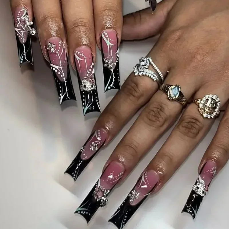 Fai da te sanhos Hello Kitty Kuromi Anime Y2k europa e America stampa fatta a mano sulle unghie punte lunghe unghie Design Manicure ragazze regalo