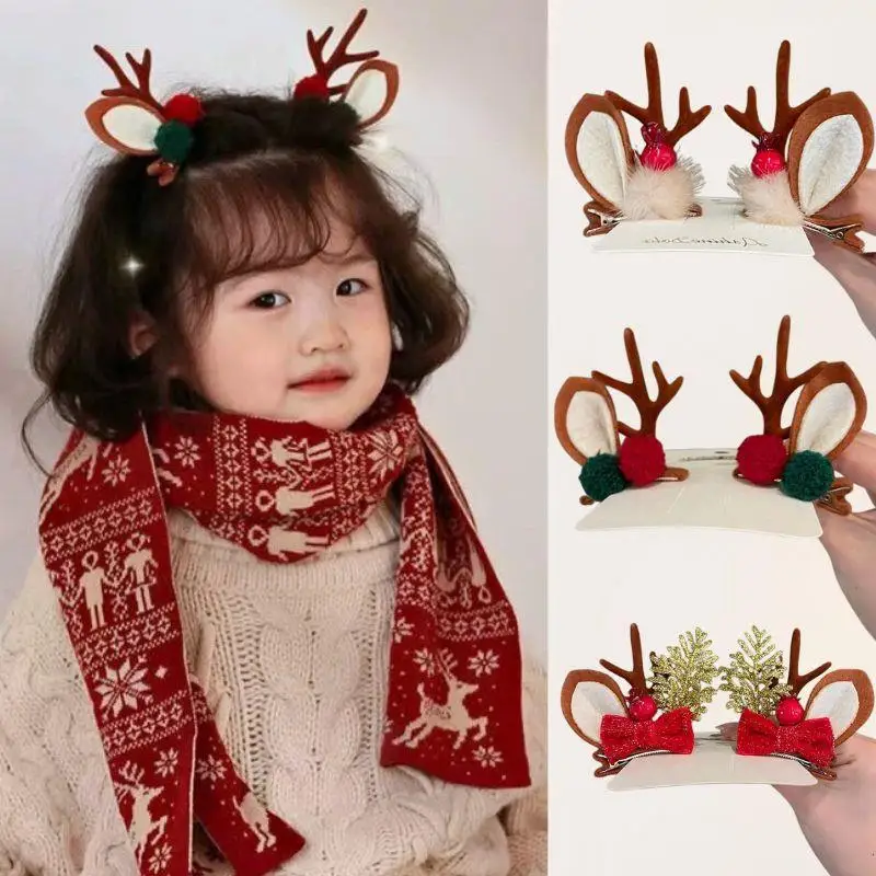

Christmas Antler Hair Clips Pendants Xmas Ornaments Merry Christmas Decor Gift For Girl Elk Hair AccessoriesHappy New Year