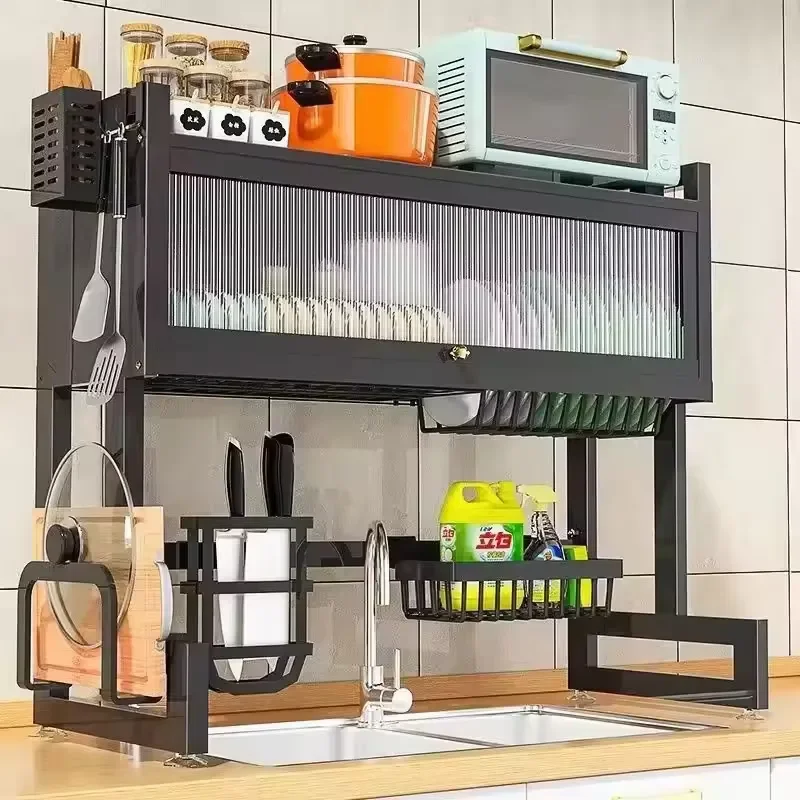 105 cm single layer kitchen rack drain rack dust storage rack kitchen storage gadgets