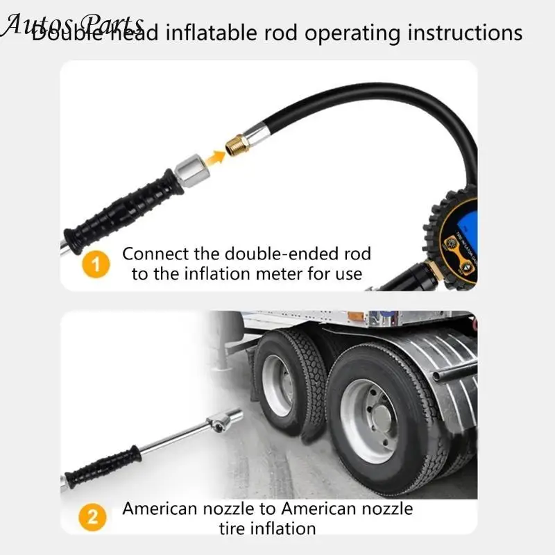 

57BA Tire Chuck Double Head Truck Vehicle Auto Air Inflator Tool 1/4 Inch Adapter