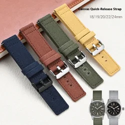 Nylon Canvas Strap 18mm 19mm 20mm 22mm 24mm for Seiko Citizen Seagull Watch Universal Sport Army Quick Release Bracelet Band