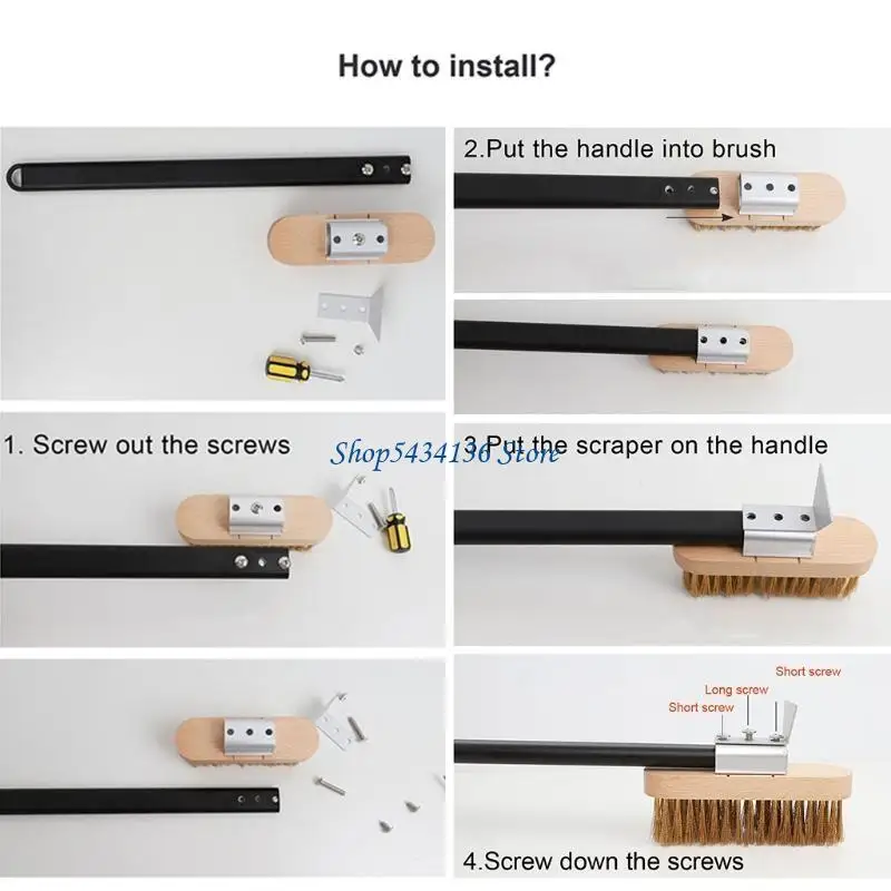 H7ED Pizza Oven Brush for Ideal for Pizza Oven Peels, with Long Handle and Rotating f