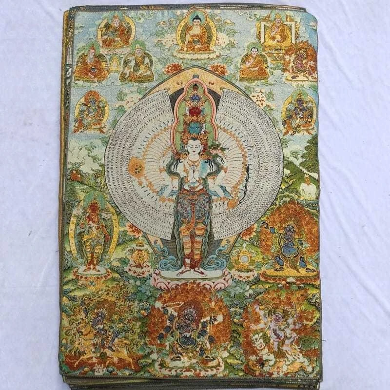 Tibet Tibetan Cloth Silk Thousand-hand avalokitesvara bodhisattva Thangka Tangka Embroidery Painting Embroidery Hanging Pictures