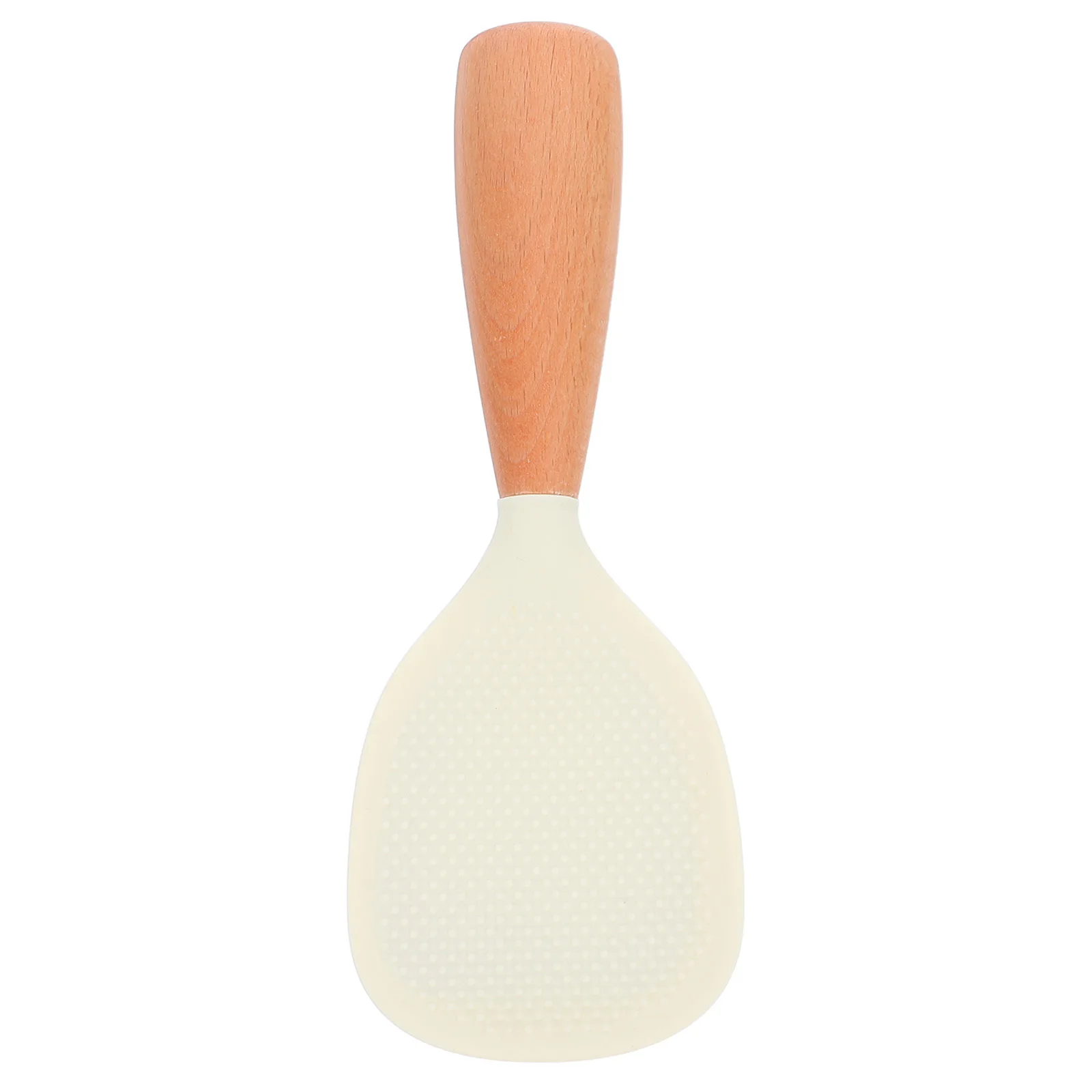 

Wooden Handle Silicone Rice Paddle Non-Slip Heat-Resistant Non-Stick Self-Standing for Kitchen and Rice Cooker