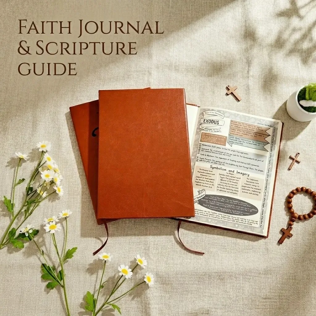 PU Leather Bible Study Guide Journal Daily Devotional Notebook for Women Men Scripture Prayer Reflection Planner Christian Faith Gift