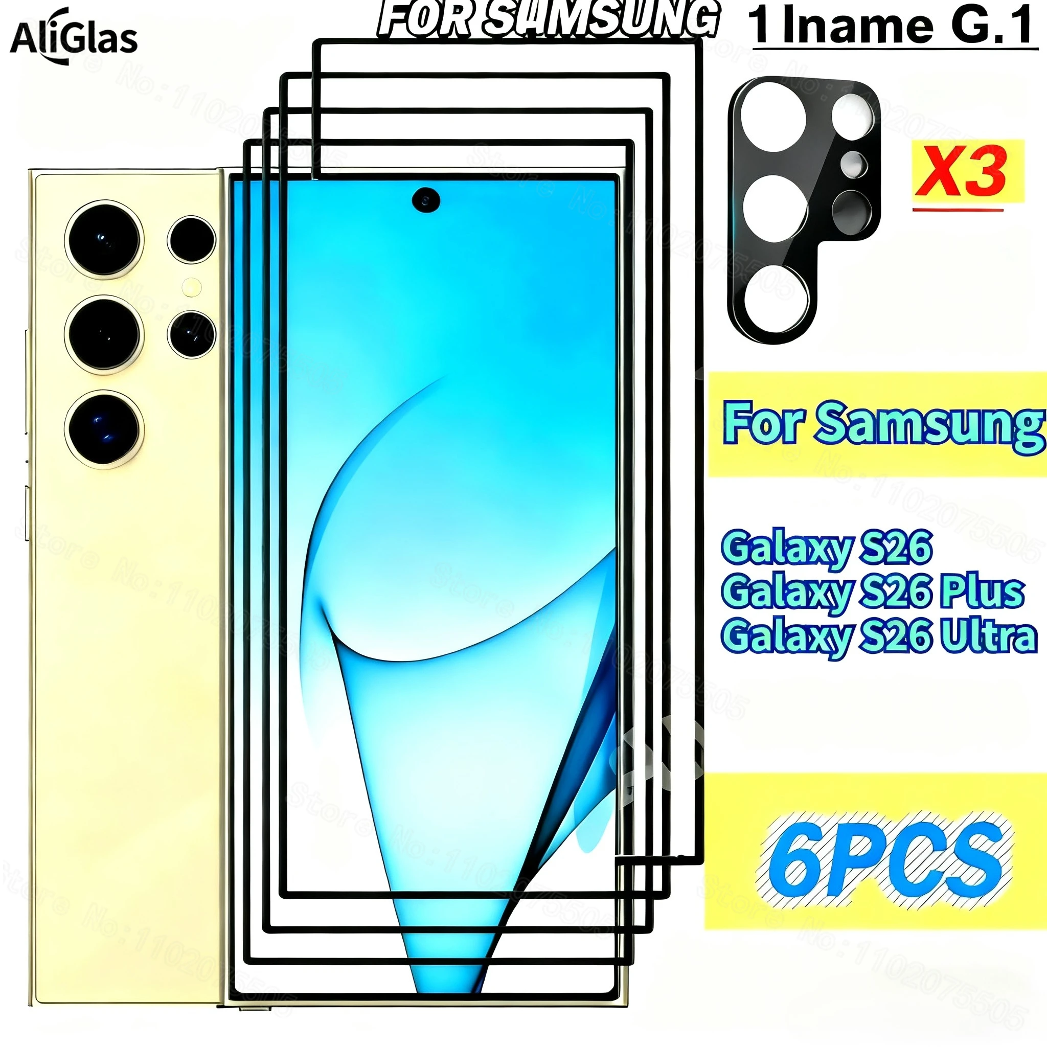 (3+3) Black Transparent Screen Protector Tempered Glass ,Camera Lens Protector,for Samsung Galaxy S26 Ultra S26 Plus S26 Series