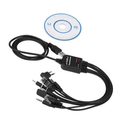 Cable programador USB multifunción 8 en 1 con CD para Walkie Talkie Baofeng, UV5R, UV82, TYT, Kenwood, Yaesu, Radios HYT