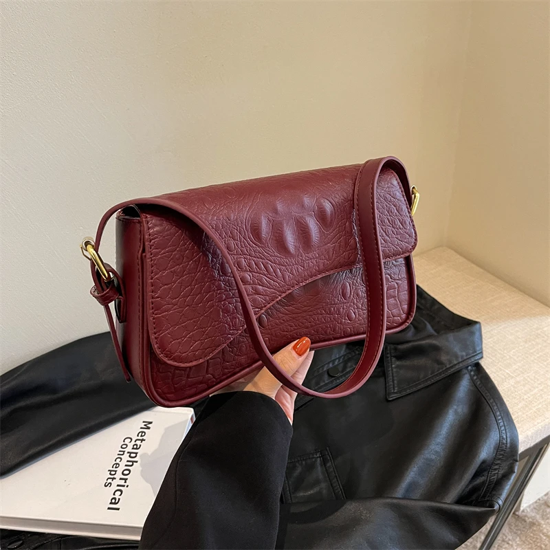 PU Ostrich Pattern Temperament Versatile Shoulder and Crossbody Bags 2024 Fashion Sense of Luxury Women‘s Handbags Bolso Mujer