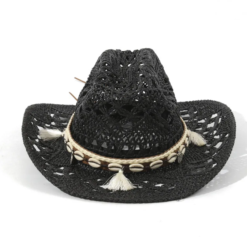 Curved Upturned Brim Hollow Straw Hat, Breathable Sun Hat For Beach Vacation Outdoor Travel Summer UV Protection Headwear