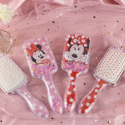 Disney-Minnie e Mickey pentes para crianças, escova de cabelo engraçado 3D massagem, ferramenta haircare, pentes cabeleireiro, estrela Sequin pentes, presente cabeleireiro para meninas, novo