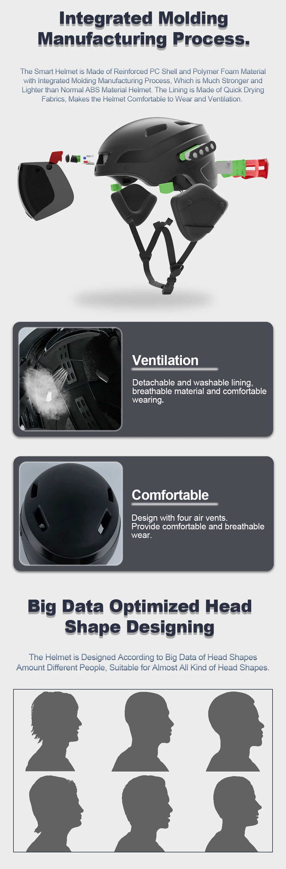 카메라 및 파란색 치아 자전거 안전 용품 오토바이 파란색 치아 헤드셋 스키 승마 스마트 헬멧