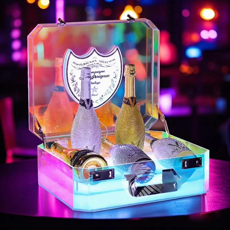 Bar luminous ice pattern wine case spade A champagne king KTV wine props charging champagne case