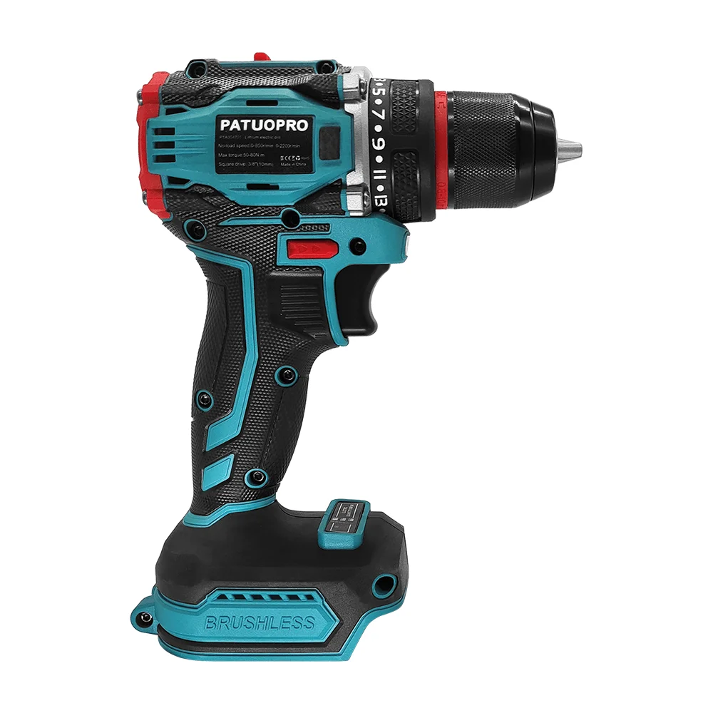 10 مللي متر فرش 2 سرعة الحفر الكهربائية اللاسلكي الحفر مفك المعادن تشاك الحفر أداة السلطة لبطارية ماكيتا 18 فولت (لا بطارية) #4