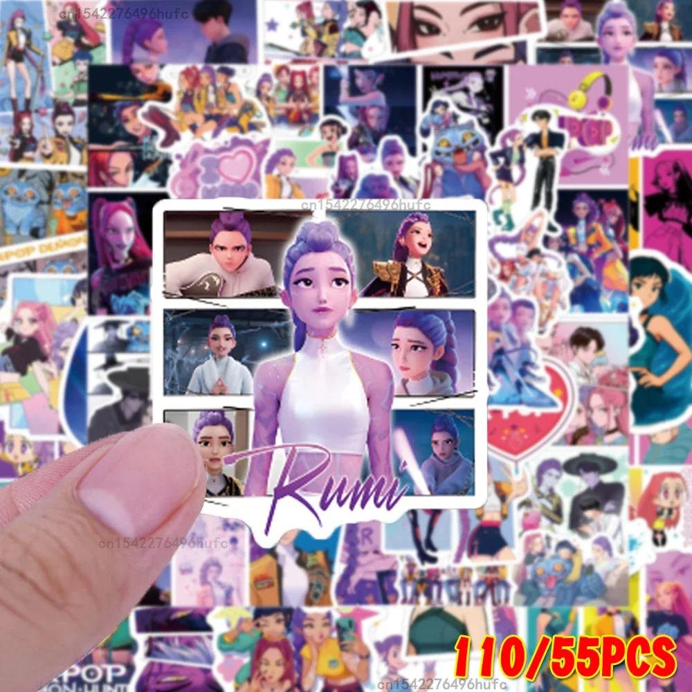 55/110Pcs KPop Demon Hunters Stickers DIY Anime Stickers Waterproof Decals For Scrapbooking Phone Laptop Luggage Skateboard Gift