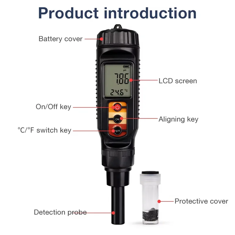 A66F-Food Grade PH Meter Soil Dough PH/Temperature Detector For Meat Cheese Bread Analyzer Meter