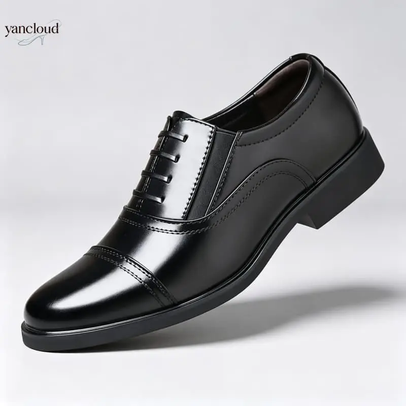 Plus Size 38-46 Breathable Comfortable Square Heel Soft Leather Shoes Spring Fall 2026 Decent Men's Formal Dress Shoes Office